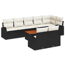 Havesofa Sæt med pude 9 pcs Sort polyrattan