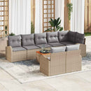 Havesofa Sæt med pude 9 pcs Beige polyrattan
