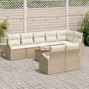 Havesofa Sæt med pude 9 pcs Beige polyrattan