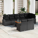 Havesofa Sæt med pude 9 pcs Sort polyrattan