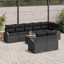 Havesofa Sæt med pude 9 pcs Sort polyrattan