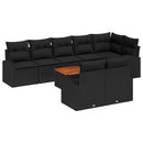 Havesofa Sæt med pude 9 pcs Sort polyrattan