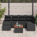 Havesofa Sæt med pude 7 pcs Sort polyrattan