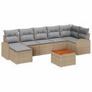 Havesofa Sæt med pude 8 pcs Beige polyrattan