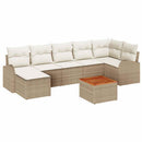 Havesofa Sæt med pude 8 pcs Beige polyrattan