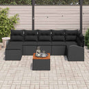 Havesofa Sæt med pude 8 pcs Sort polyrattan