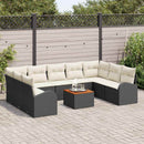 Havesofa Sæt med pude 10 pcs Sort polyrattan