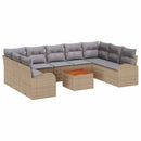 Havesofa Sæt med pude 10 pcs Beige polyrattan