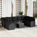Havesofa Sæt med pude 10 pcs Sort polyrattan