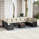 Havesofa Sæt med pude 11 pcs Sort polyrattan
