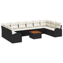Havesofa Sæt med pude 11 pcs Sort polyrattan