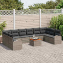 Havesofa Sæt med pude 11 pcs Grå polyrattan