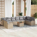 Havesofa Sæt med pude 11 pcs Beige polyrattan