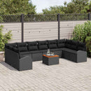 Havesofa Sæt med pude 11 pcs Sort polyrattan