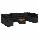 Havesofa Sæt med pude 11 pcs Sort polyrattan