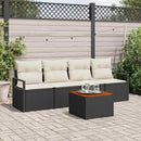 Havesofa Sæt med pude 5 pcs Sort polyrattan