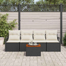 Havesofa Sæt med pude 5 pcs Sort polyrattan