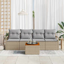Havesofa Sæt med pude 5 pcs Beige polyrattan