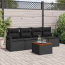 Havesofa Sæt med pude 5 pcs Sort polyrattan