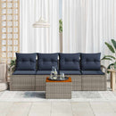 Havesofa Sæt med pude 5 pcs Grå polyrattan