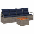 Havesofa Sæt med pude 5 pcs Grå polyrattan