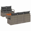 Havesofa Sæt med pude 6 pcs Grå polyrattan