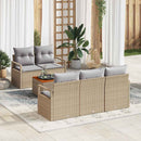 Havesofa Sæt med pude 6 pcs Beige polyrattan