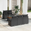 Havesofa Sæt med pude 6 pcs Sort polyrattan