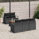 Havesofa Sæt med pude 6 pcs Sort polyrattan