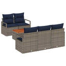 Havesofa Sæt med pude 6 pcs Grå polyrattan