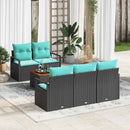 Havesofa Sæt med pude 6 pcs Sort polyrattan