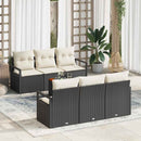 Havesofa Sæt 7 stk. Sort polyrattan