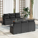 Havesofa Sæt med pude 7 pcs Sort polyrattan