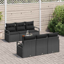 Havesofa Sæt med pude 7 pcs Sort polyrattan