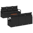 Havesofa Sæt med pude 7 pcs Sort polyrattan