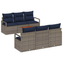 Havesofa Sæt med pude 7 pcs Grå polyrattan