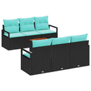 Havesofa Sæt med pude 7 pcs Sort polyrattan