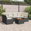 Havesofa Sæt med pude 7 pcs Sort polyrattan