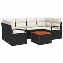 Havesofa Sæt med pude 7 pcs Sort polyrattan