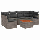 Havesofa Sæt med pude 7 pcs Grå polyrattan