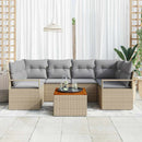 Havesofa Sæt med pude 7 pcs Beige polyrattan