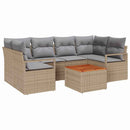 Havesofa Sæt med pude 7 pcs Beige polyrattan