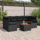 Havesofa Sæt med pude 7 pcs Sort polyrattan