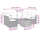 Havesofa Sæt med pude 7 pcs Sort polyrattan