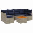 Havesofa Sæt med pude 7 pcs Grå polyrattan