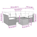 Havesofa Sæt med pude 7 pcs Grå polyrattan