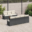 Havesofa Sæt med pude 8 pcs Sort polyrattan