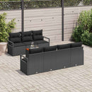 Havesofa Sæt med pude 8 pcs Sort polyrattan