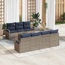 Havesofa Sæt med pude 8 pcs Grå polyrattan