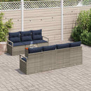 Havesofa Sæt med pude 8 pcs Grå polyrattan